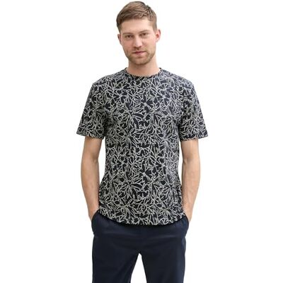1045713 TOM TAILOR T-shirt męski ze wzorem, 37341 Navy Outline Flower Design, L 1045713 TOM TAILOR T-shirt męski ze wzorem, 37341 Navy Outline Flower Design, L