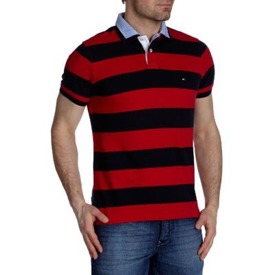 883523676 Tommy Hilfiger Męska koszulka/koszulka polo , Czerwony (Scarlet/Midnight), 50 883523676 Tommy Hilfiger Męska koszulka/koszulka polo , Czerwony (Scarlet/Midnight), 50