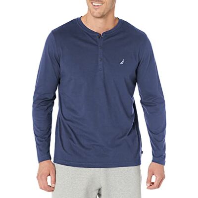 KL22F6 Nautica Męska piżama Henley z długim rękawem, Indygo, XL KL22F6 Nautica Męska piżama Henley z długim rękawem, Indygo, XL