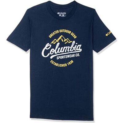 3COLM0343-404-L Columbia Męska koszulka z grafiką, Kolumbia Navy/Volt, L 3COLM0343-404-L Columbia Męska koszulka z grafiką, Kolumbia Navy/Volt, L