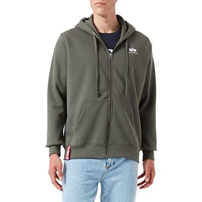 118342-142 Alpha Industries Basic Zip SL Bluza z kapturem dla mężczyzn Dark Olive 118342-142 Alpha Industries Basic Zip SL Bluza z kapturem dla mężczyzn Dark Olive