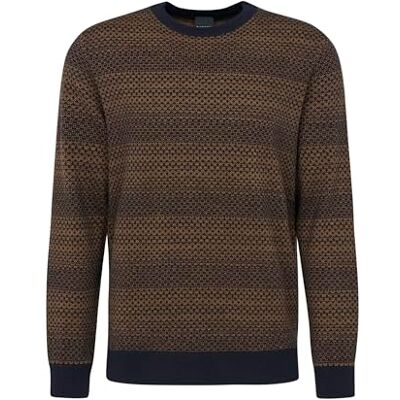7400-65547B bugatti Męski sweter okrągły dekolt, brązowy, XXL 7400-65547B bugatti Męski sweter okrągły dekolt, brązowy, XXL