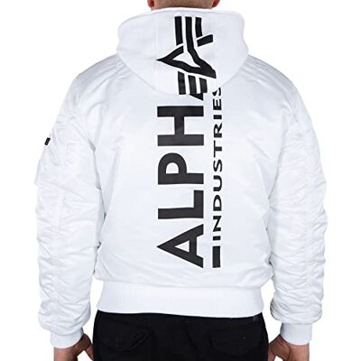 128113-92 Alpha Industries MA-1 ZH Back Print Bomber Jacket dla mężczyzn White/Black 128113-92 Alpha Industries MA-1 ZH Back Print Bomber Jacket dla mężczyzn White/Black