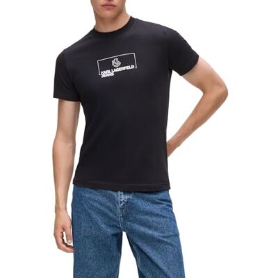 A4M17020 Karl Lagerfeld Jeans, Męskie, Slim Krótki Rękaw Z Logo, Dopasowany Krój, Czarny, XS A4M17020 Karl Lagerfeld Jeans, Męskie, Slim Krótki Rękaw Z Logo, Dopasowany Krój, Czarny, XS