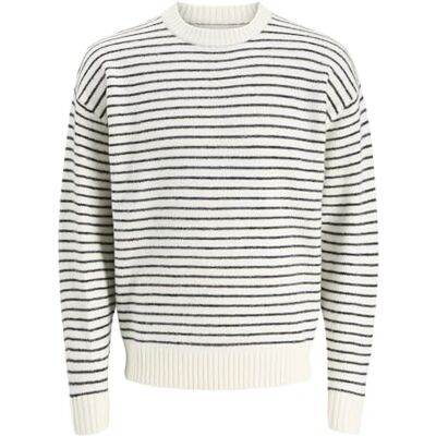 12279213-4777798 JACK & JONES Jjsoho Ollie Stripe Knit Crew Neck, Antique White, M 12279213-4777798 JACK & JONES Jjsoho Ollie Stripe Knit Crew Neck, Antique White, M