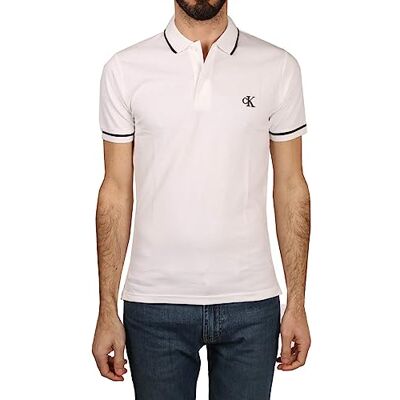 J30J315603 Calvin Klein Jeans Męska koszulka polo Tipping Slim S/S Polo, Bright White, XL J30J315603 Calvin Klein Jeans Męska koszulka polo Tipping Slim S/S Polo, Bright White, XL