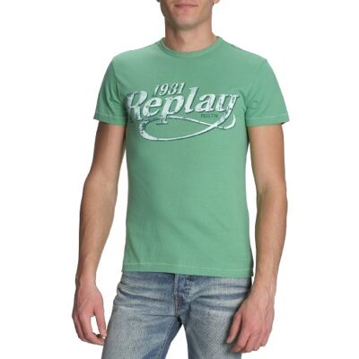 REPLAY Koszulka męska, Verde (Vert Printemps), S REPLAY Koszulka męska, Verde (Vert Printemps), S