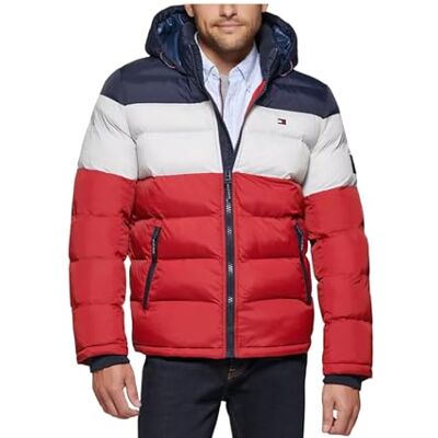 156AN122 Tommy Hilfiger Męska klasyczna kurtka puchowa z kapturem (standardowa i duża i wysoka) puchowa alternatywna odzież wierzchnia, Północ, XXL 156AN122 Tommy Hilfiger Męska klasyczna kurtka puchowa z kapturem (standardowa i duża i wysoka) puchowa alternatywna odzież wierzchnia, Północ, XXL