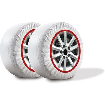 X-Tra Calze da Neve Omologate Italia Polar Gripper, 2 Calze, Taglia M, Bianco, Catene da Neve Tessili per R13 R19 (Misure per Pneumatici Dettagliate all'Interno) X-Tra Calze da Neve Omologate Italia Polar Gripper, 2 Calze, Taglia M, Bianco, Catene da Neve Tessili per R13 R19 (Misure per Pneumatici Dettagliate all'Interno)