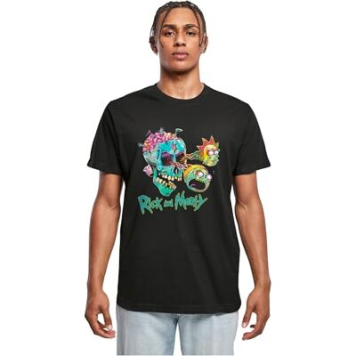 MC969 Merchcode Męski T-shirt Rick & Morty Skull Eyes, swobodny męski T-shirt z nadrukiem z przodu, 100% bawełna, rozmiary XS 5XL, czarny, S MC969 Merchcode Męski T-shirt Rick & Morty Skull Eyes, swobodny męski T-shirt z nadrukiem z przodu, 100% bawełna, rozmiary XS 5XL, czarny, S