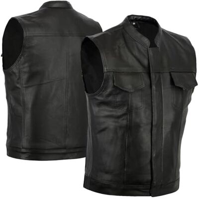 BIKERS GEAR AUSTRALIA PHILLIP ISLAND BG Bikers Gear Australia The Revolver Motorcyle skórzana kamizelka Sons of Anarchy styl motocyklista kamizelka bez rękawów, czarna, rozmiar 4XL BIKERS GEAR AUSTRALIA PHILLIP ISLAND BG Bikers Gear Australia The Revolver Motorcyle skórzana kamizelka Sons of Anarchy styl motocyklista kamizelka bez rękawów, czarna, rozmiar 4XL