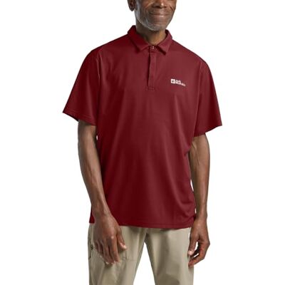 1809801_2511 Jack Wolfskin DELGAMI Polo M, Deep Ruby, M 1809801_2511 Jack Wolfskin DELGAMI Polo M, Deep Ruby, M