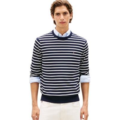 MW0MW39999 Tommy Hilfiger Męski Essential Ssnl Bawełniany Okrągły Dekolt , Niebieski, L MW0MW39999 Tommy Hilfiger Męski Essential Ssnl Bawełniany Okrągły Dekolt , Niebieski, L
