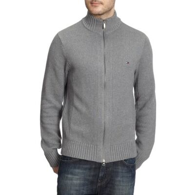 Tommy Hilfiger SIMON RIB CARDI 880335477 męskie kurtki rozpinane, Szary (Silver Fog Htr), 56 Tommy Hilfiger SIMON RIB CARDI 880335477 męskie kurtki rozpinane, Szary (Silver Fog Htr), 56