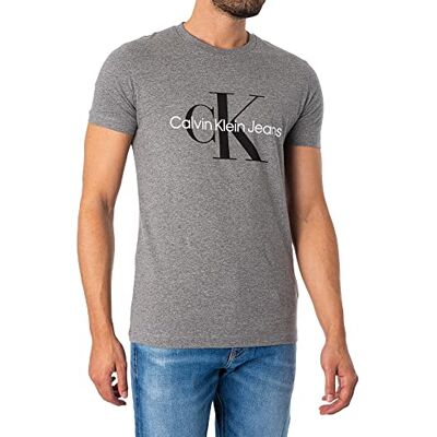 J30J320935 Calvin Klein Jeans Core Monologo Slim Tee Koszulki S/S Mężczyźni, szary, XL J30J320935 Calvin Klein Jeans Core Monologo Slim Tee Koszulki S/S Mężczyźni, szary, XL