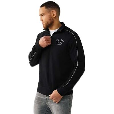 700936 True Religion Męski sweter z zamkiem kwadratowym, czarny, XL 700936 True Religion Męski sweter z zamkiem kwadratowym, czarny, XL