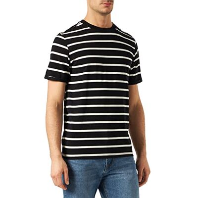 12197322 JACK & JONES Męska koszulka Jprblalogo Spring Tee Ss Stripe, czarny, L 12197322 JACK & JONES Męska koszulka Jprblalogo Spring Tee Ss Stripe, czarny, L