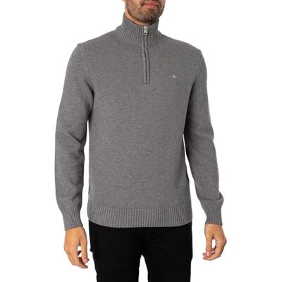 8030170 GANT Męski sweter z zamkiem błyskawicznym na co dzień, ciemnoszary melanż, 3XL 8030170 GANT Męski sweter z zamkiem błyskawicznym na co dzień, ciemnoszary melanż, 3XL