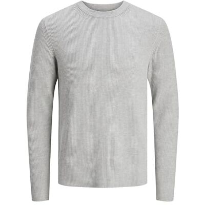 12257771 JACK & JONES Jjeperfect Knit Crew Neck Sn męski sweter z dzianiny, jasnoszary melanżowy, S 12257771 JACK & JONES Jjeperfect Knit Crew Neck Sn męski sweter z dzianiny, jasnoszary melanżowy, S