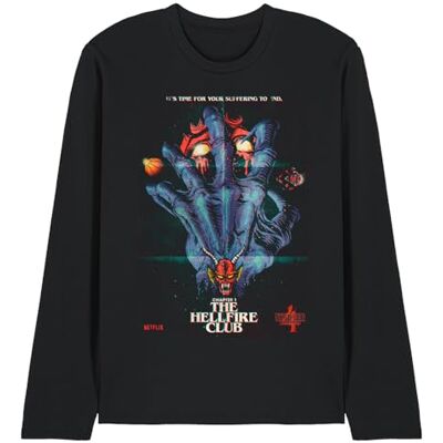 UKAL-01-NFLIX10326 Stranger Things Hellfire Plakat Unisex Długi rękaw T Shirt, czarny, XXL UKAL-01-NFLIX10326 Stranger Things Hellfire Plakat Unisex Długi rękaw T Shirt, czarny, XXL