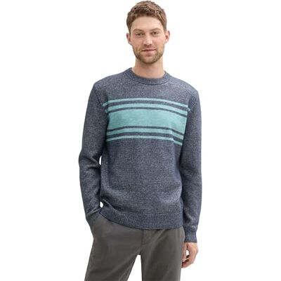 1043348 TOM TAILOR Sweter męski, 36198 – wzór Navy Teal Stripe, L 1043348 TOM TAILOR Sweter męski, 36198 – wzór Navy Teal Stripe, L