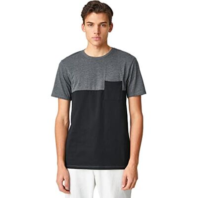 3SAM10228HK Koton Męski T-shirt z krótkim rękawem Crew Neck Pocket Detailed Multicolor Short Sleeve Cotton T-Shirt, szary (031), XL 3SAM10228HK Koton Męski T-shirt z krótkim rękawem Crew Neck Pocket Detailed Multicolor Short Sleeve Cotton T-Shirt, szary (031), XL
