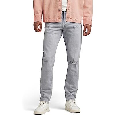 51001-D324-D901 G-STAR 3301 Slim Jeans Dżins Mężczyźni, Szary (Sun Faded Ripped Skyrocket ), 27W / 32L 51001-D324-D901 G-STAR 3301 Slim Jeans Dżins Mężczyźni, Szary (Sun Faded Ripped Skyrocket ), 27W / 32L