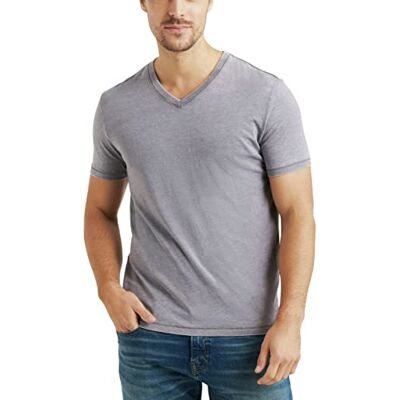 7M62165-FG6-S Lucky Brand Męska koszulka 'Venice Burnout' z dekoltem w serek T-shirt, Szrostowa szarość, S 7M62165-FG6-S Lucky Brand Męska koszulka 'Venice Burnout' z dekoltem w serek T-shirt, Szrostowa szarość, S