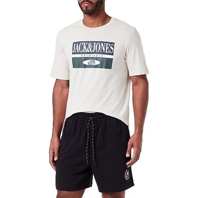 12243511 JACK&JONES JPSTCAPSULE Text Sweat Shorts GMS MC, czarny, M 12243511 JACK&JONES JPSTCAPSULE Text Sweat Shorts GMS MC, czarny, M