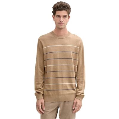 1045819 TOM TAILOR Sweter męski, 37634 Brązowy Stormy Blue White Stripe, XXL 1045819 TOM TAILOR Sweter męski, 37634 Brązowy Stormy Blue White Stripe, XXL