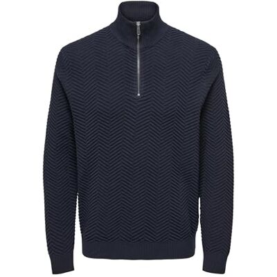 22033301-4740472 ONLY & SONS Herringbone Half Knit NS Onsmace Reg-sweter z zamkiem błyskawicznym w jodełkę, marynarka granatowa, 3XL męski, Marine Blazer, 3XL 22033301-4740472 ONLY & SONS Herringbone Half Knit NS Onsmace Reg-sweter z zamkiem błyskawicznym w jodełkę, marynarka granatowa, 3XL męski, Marine Blazer, 3XL