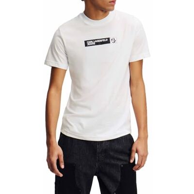 A1M17112 Karl Lagerfeld Jeans, Męskie, Koszulka Z Krótkim Rękawem I Grafiką, Dopasowany Krój, Biały, XL A1M17112 Karl Lagerfeld Jeans, Męskie, Koszulka Z Krótkim Rękawem I Grafiką, Dopasowany Krój, Biały, XL