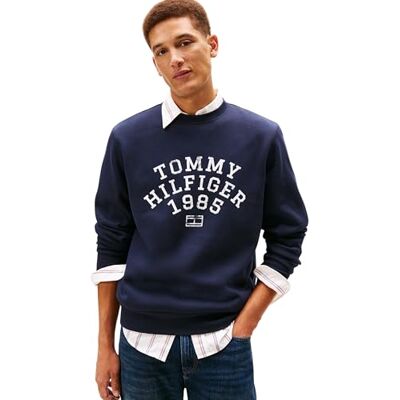 MW0MW41426 Tommy Hilfiger Męska bluza HILFIGER ARCH Pulower Bluza, NIEBIESKI, XS, Niebieski (pustynne niebo), XS MW0MW41426 Tommy Hilfiger Męska bluza HILFIGER ARCH Pulower Bluza, NIEBIESKI, XS, Niebieski (pustynne niebo), XS