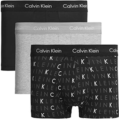 U2664G Calvin Klein 3P Low Rise Trunk Bokserki (szorty) Mężczyźni, Czarny/szary Heather/Subdued Logo, M U2664G Calvin Klein 3P Low Rise Trunk Bokserki (szorty) Mężczyźni, Czarny/szary Heather/Subdued Logo, M