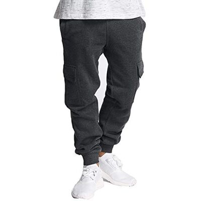 9001-1577S Southpole Men's Active Fleece & Tech Woven Cargo Jogger Pants, Heather Charcoal, Small 9001-1577S Southpole Men's Active Fleece & Tech Woven Cargo Jogger Pants, Heather Charcoal, Small