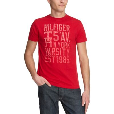 Tommy Hilfiger Męska koszulka/T-shirt 886218053, czerwony (Scarlet), 56 Tommy Hilfiger Męska koszulka/T-shirt 886218053, czerwony (Scarlet), 56