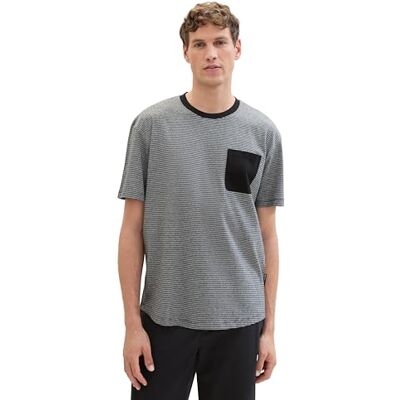 1040867 TOM TAILOR Denim T-shirt męski, 34991 Black Melange Mini Stripe, M 1040867 TOM TAILOR Denim T-shirt męski, 34991 Black Melange Mini Stripe, M