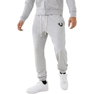 104932 True Religion Męskie klasyczne flokowane logo polarowe spodnie dresowe, Szary (Heather Grey), L 104932 True Religion Męskie klasyczne flokowane logo polarowe spodnie dresowe, Szary (Heather Grey), L