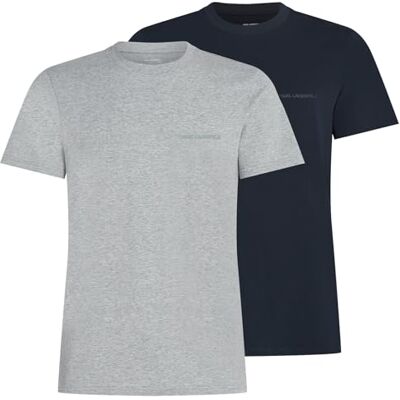 A1M47097 Karl Lagerfeld Men's, Elongated Logo Short Sleeve T-Shirt (2 sztuki), granatowo-szary, XS, wielokolorowa, XS A1M47097 Karl Lagerfeld Men's, Elongated Logo Short Sleeve T-Shirt (2 sztuki), granatowo-szary, XS, wielokolorowa, XS