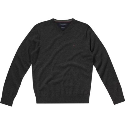 Tommy Hilfiger Męski sweter Lambswool V-NK CF/857820938, Szary (437 Charcoal Heather-eur), 56 Tommy Hilfiger Męski sweter Lambswool V-NK CF/857820938, Szary (437 Charcoal Heather-eur), 56
