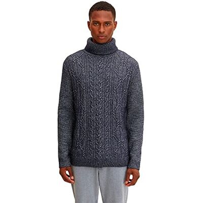 1033651 TOM TAILOR Męskie golf z wzorem warkocza , 13160 Knitted Navy Melange, M 1033651 TOM TAILOR Męskie golf z wzorem warkocza , 13160 Knitted Navy Melange, M