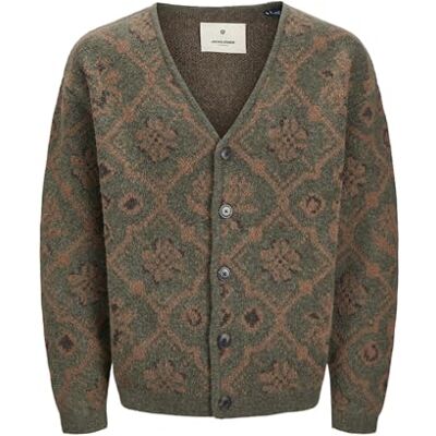 12265333 Jack & Jones JPRBLUMAGNE Kardigan z dzianiny, Olive Night/wzór: brązowy wzór, L 12265333 Jack & Jones JPRBLUMAGNE Kardigan z dzianiny, Olive Night/wzór: brązowy wzór, L