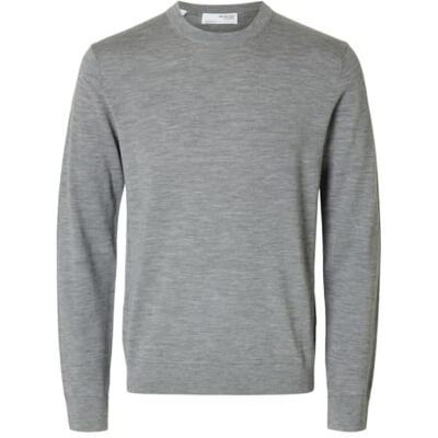 16094647 SELETED HOMME SLHTRAY LS KNIT MERINO CREW NECK NOOS, Medium Grey Melange, L 16094647 SELETED HOMME SLHTRAY LS KNIT MERINO CREW NECK NOOS, Medium Grey Melange, L