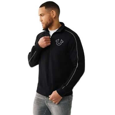 700936 True Religion Męski sweter z zamkiem kwadratowym, czarny, L 700936 True Religion Męski sweter z zamkiem kwadratowym, czarny, L