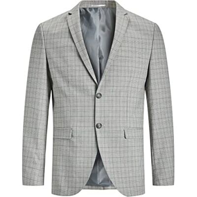 12174950 JACK & JONES Męska kurtka Jprsolaris Check Blazer Sn Suit, Moonstruck/Checks: Super Slim Fit, 56 12174950 JACK & JONES Męska kurtka Jprsolaris Check Blazer Sn Suit, Moonstruck/Checks: Super Slim Fit, 56