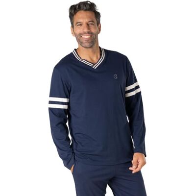 LU18 2878 Eminence Męska długa piżama klubowa- Jersey 100% czesana bawełna koszulka z długim rękawem z dekoltem w serek spodnie z 2 kieszeniami etykieta Oeko-Tex® Standard 100, granatowy, S LU18 2878 Eminence Męska długa piżama klubowa- Jersey 100% czesana bawełna koszulka z długim rękawem z dekoltem w serek spodnie z 2 kieszeniami etykieta Oeko-Tex® Standard 100, granatowy, S