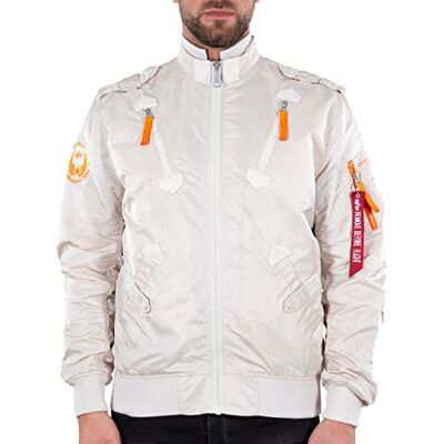156109-578 Alpha Industries Falcon II Bomber Jacket dla mężczyzn Jet Stream White 156109-578 Alpha Industries Falcon II Bomber Jacket dla mężczyzn Jet Stream White