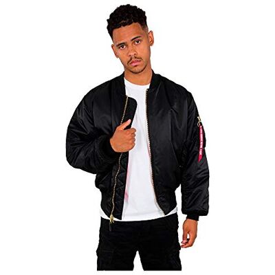 100101-03 Alpha Industries MA-1 Bomber Jacket dla mężczyzn Black 100101-03 Alpha Industries MA-1 Bomber Jacket dla mężczyzn Black