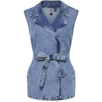 17155890-4699930 PIECES Pcsabine Long Denim Vest, niebieski (medium blue denim), L 17155890-4699930 PIECES Pcsabine Long Denim Vest, niebieski (medium blue denim), L