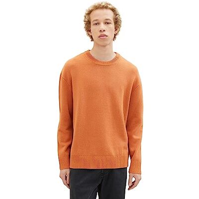 1038266 TOM TAILOR Denim Męski sweter z dzianiny o luźnym kroju z okrągłym dekoltem, 32247 Soft Autumn Rust, L 1038266 TOM TAILOR Denim Męski sweter z dzianiny o luźnym kroju z okrągłym dekoltem, 32247 Soft Autumn Rust, L